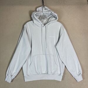 Last Resort AB Hoodie Mens Small Ivory Graphic Print Pockets Pullover Sweatshirt